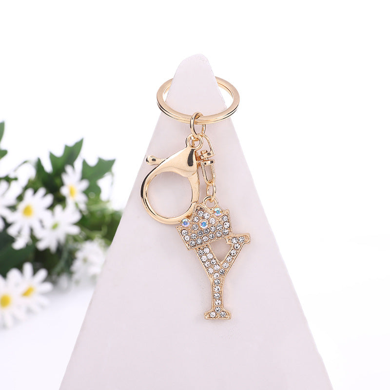Wholesale Zinc Alloy Alphabet Rhinestone Keychain